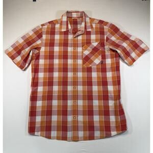 Eddie Bauer First Ascent Mens Plaid Short Sleeve Button Up Shirt TL Orange